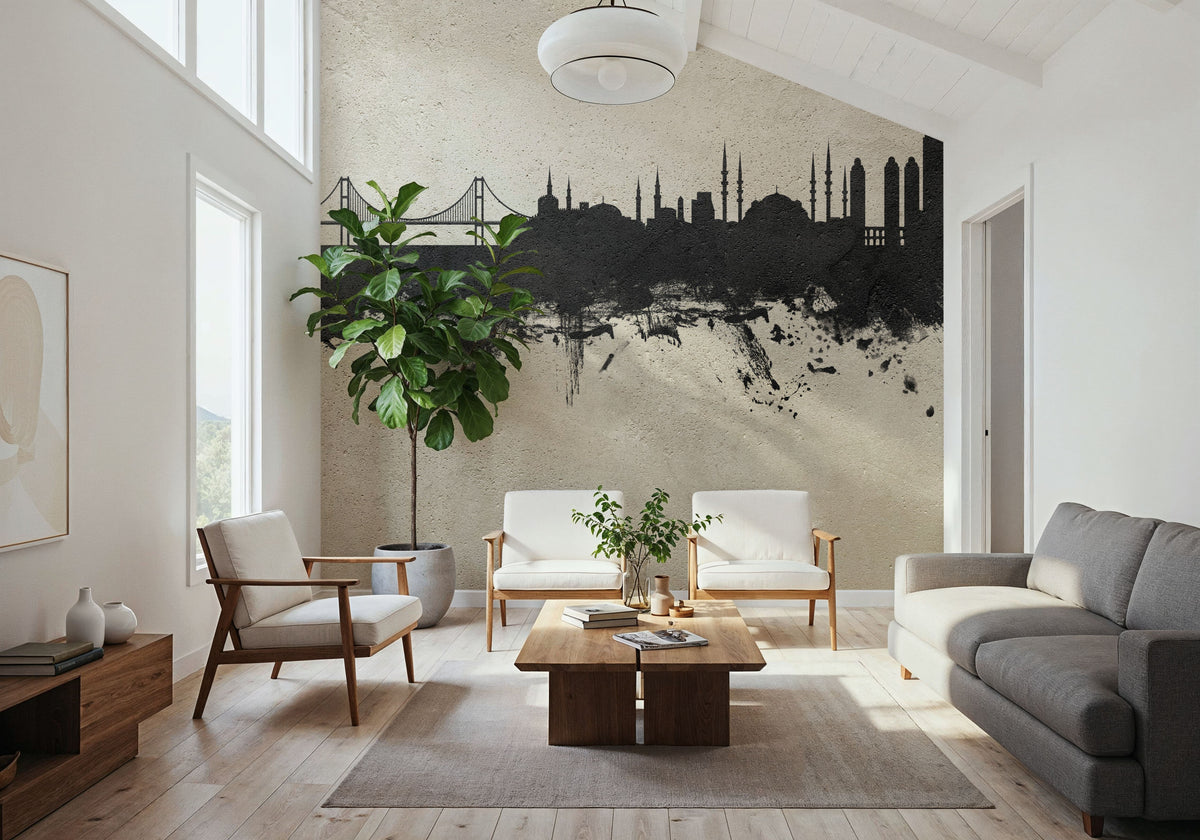 Istanbul Turkey Skyline Concrete Mural Wallpaper - room preview 03