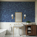 Linear Drift, Cornflower Blue Mural Wallpaper - room preview 03