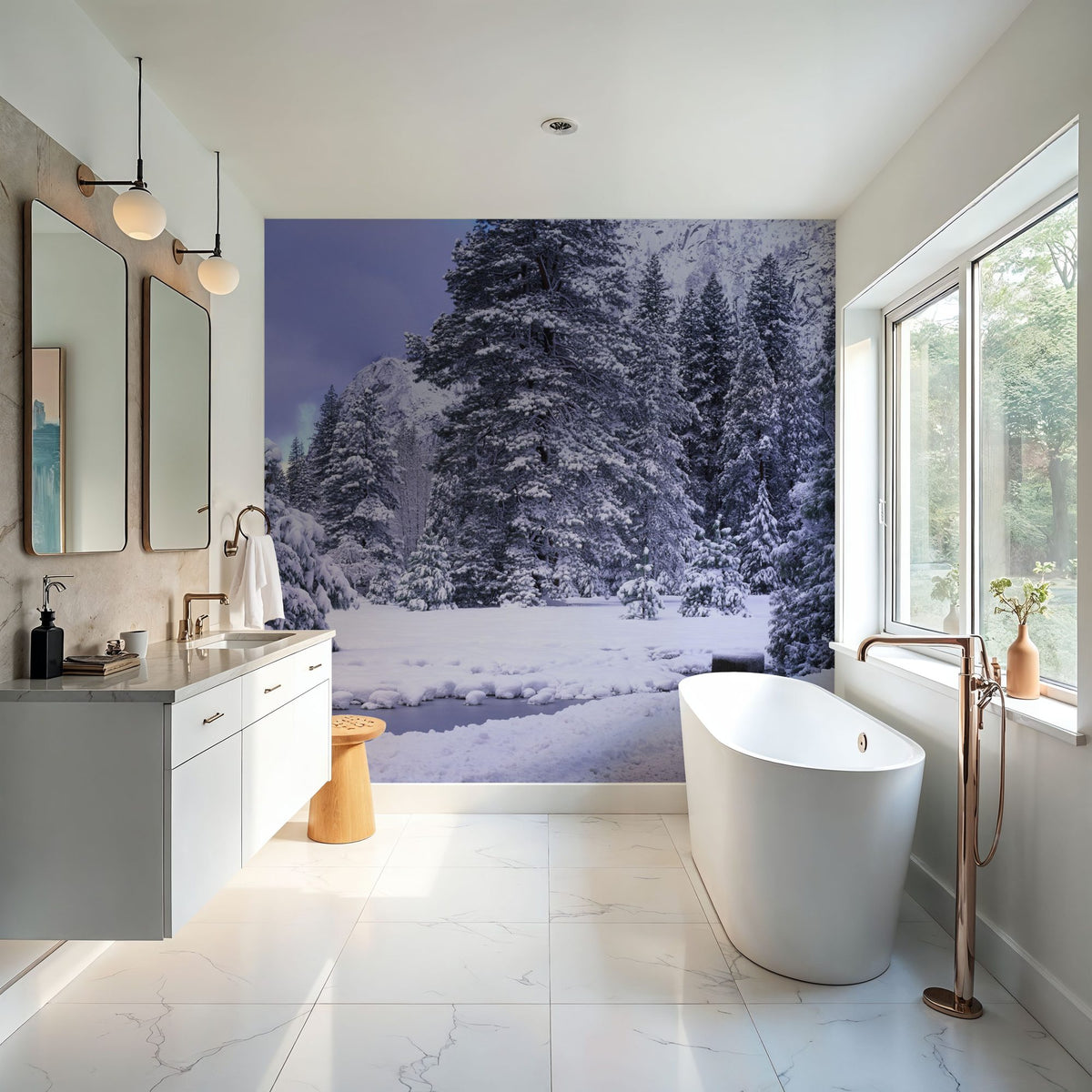 Winter Forest Junction Mural Wallpaper - room preview 03
