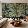 Monkeys with Birds, Pistachio Mural Wallpaper - room preview 03