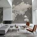 World Map Cities - Earthy Mural Wallpaper - room preview 03