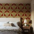 Cardinals & Winterberries, Vintage Mural Wallpaper - room preview 03
