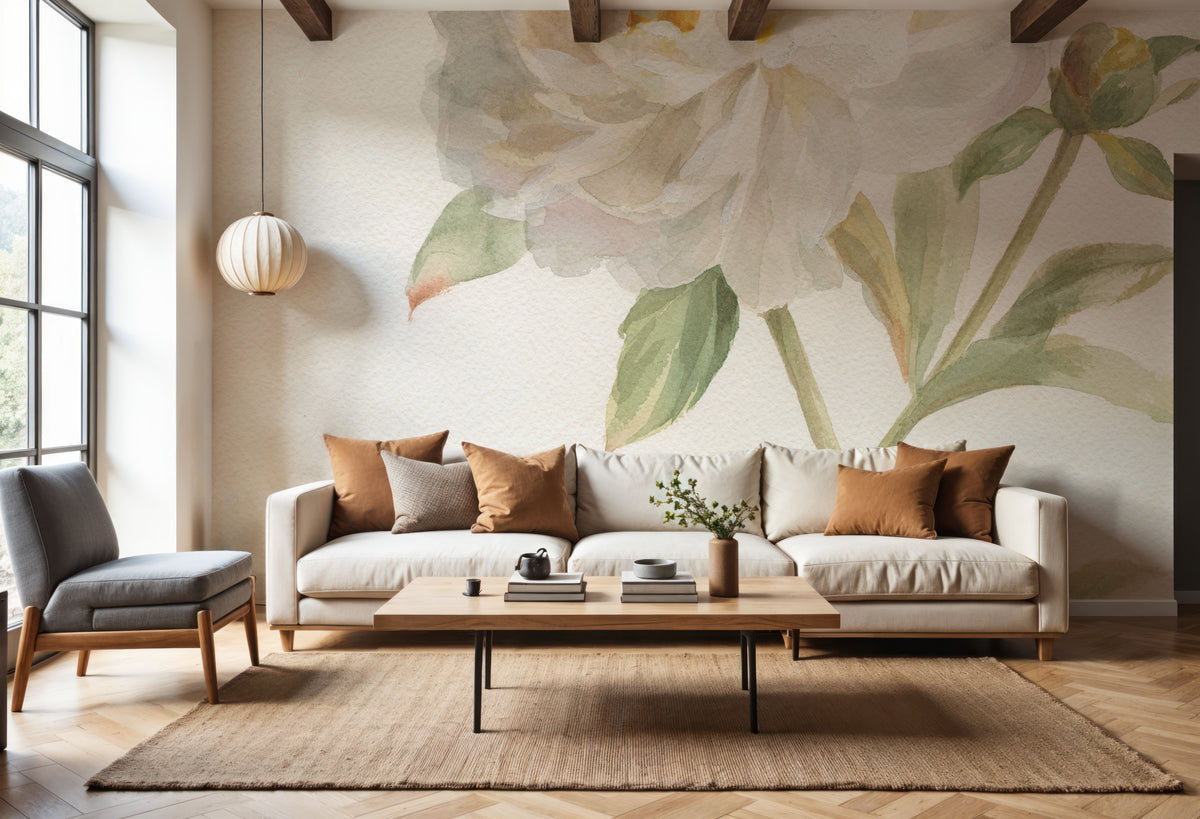 Garden Peony Mural Wallpaper - room preview 03