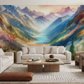 Colorful Mountain Valley Landscape Mural Wallpaper - room preview 03