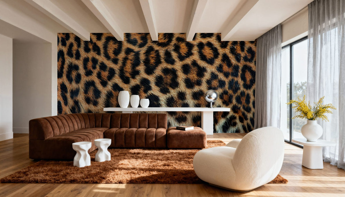 Safari Wallpaper Mural – Wild Animals Wall Mural – Leopard Fur wall measurement