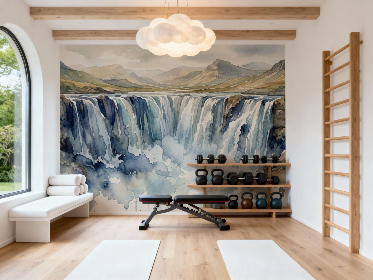 Cascade - Watercolor Landscapes Series Mural Wallpaper - room preview 03