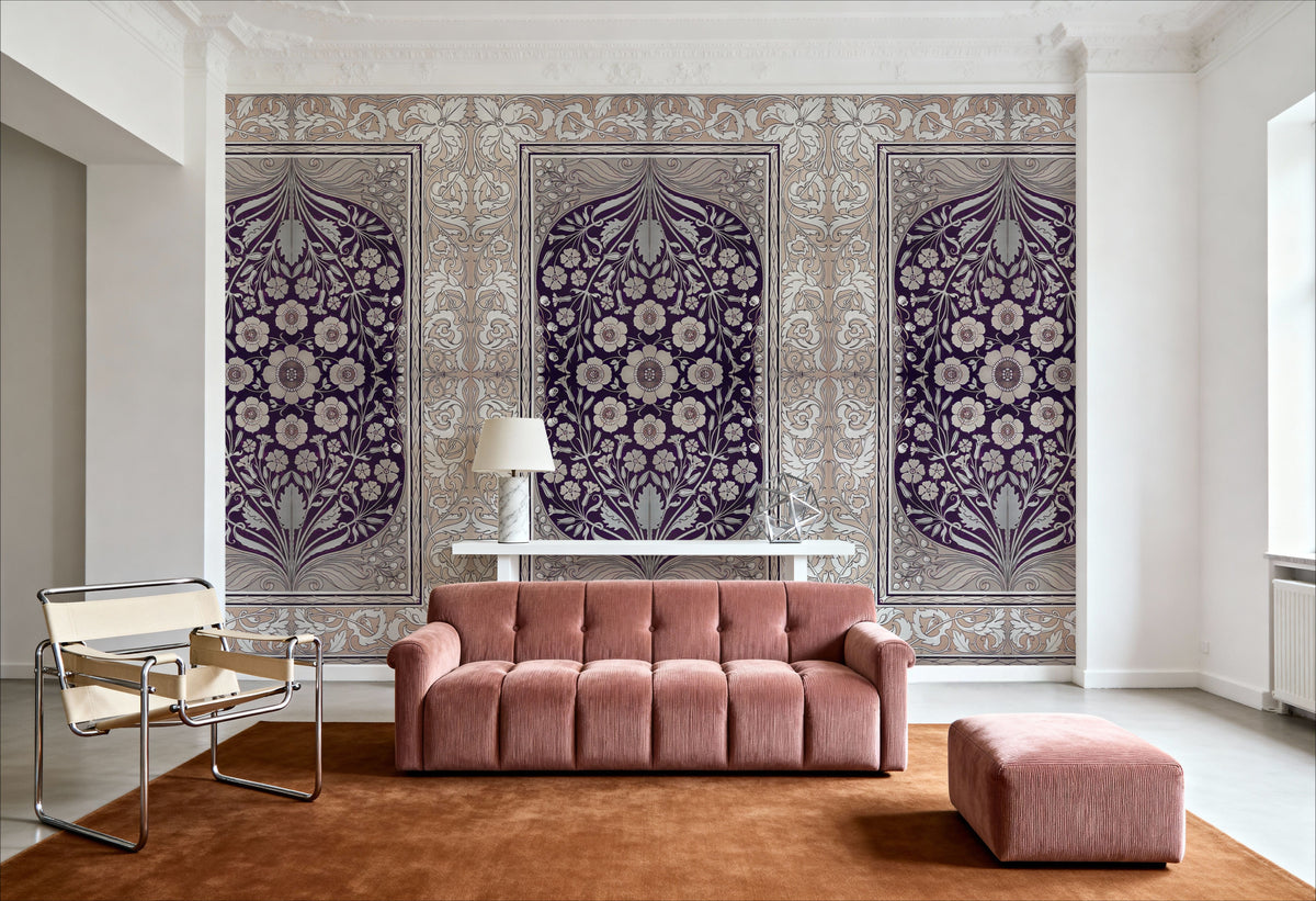 My Floral Dreams, Purple Mural Wallpaper - room preview 03