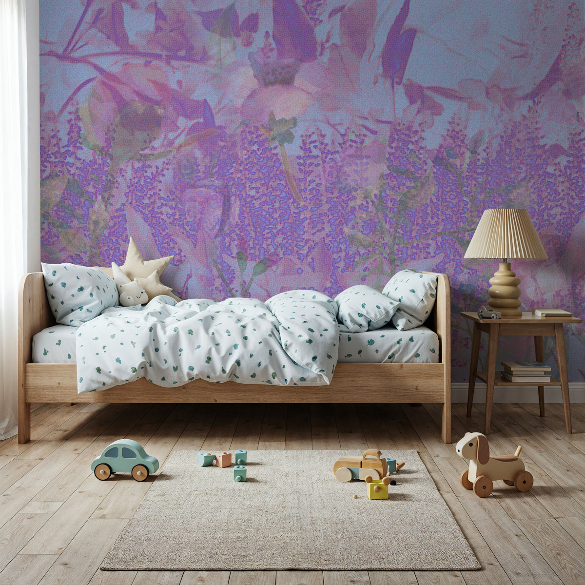Dream Lupine, Washed Periwinkle Mural Wallpaper - room preview 03