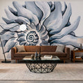 Coastal Imperial Shell Navy Mural Wallpaper - room preview 03