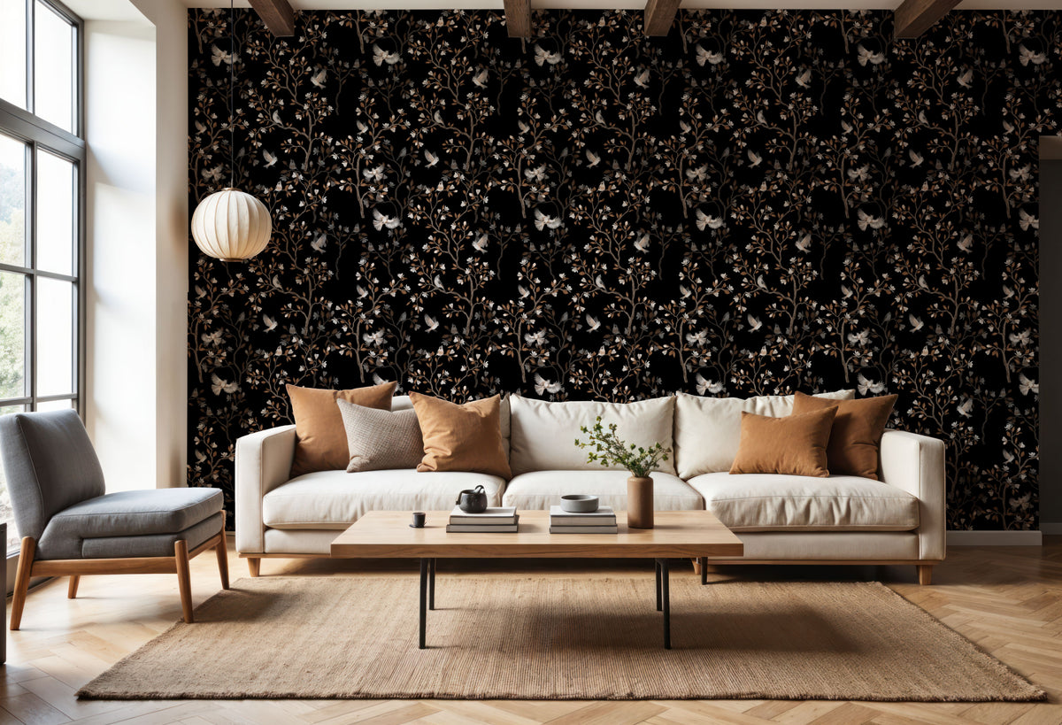 Night Birds Mural Wallpaper - room preview 03