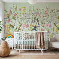 Bird Garden Spring Green Mural Wallpaper - room preview 03