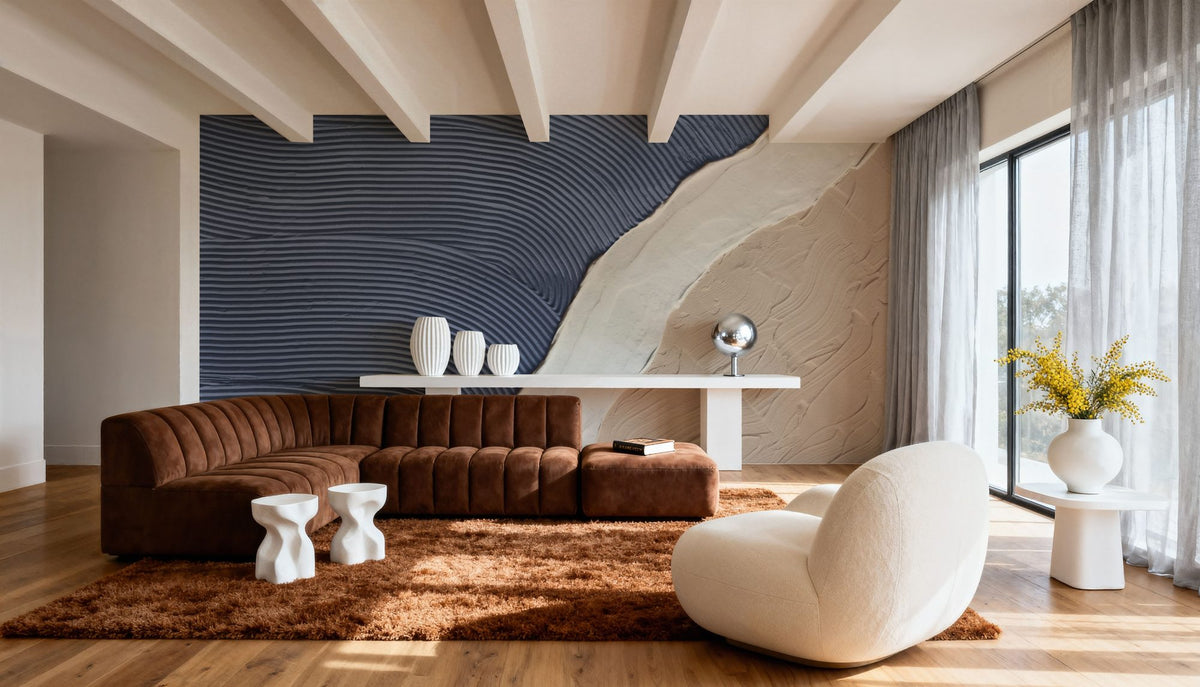 Neutral Ocean Dark Mural Wallpaper - room preview 03