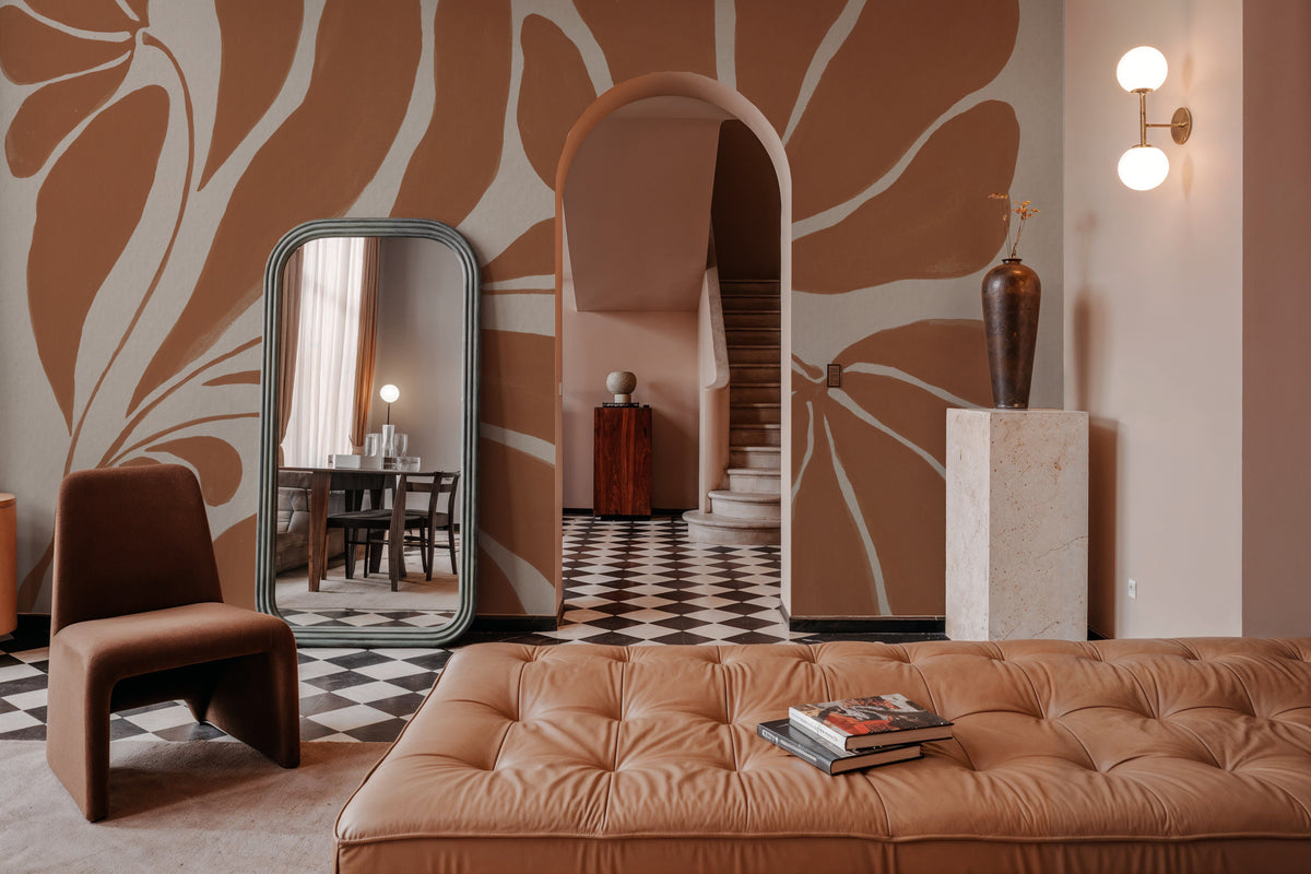 Blooming Joy II Terracotta Mural Wallpaper - room preview 03