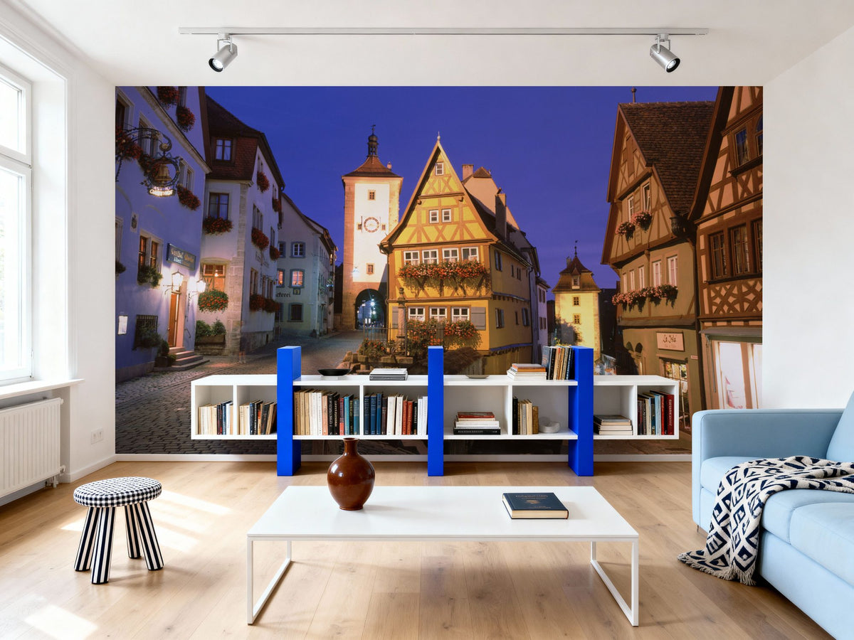 Medieval Twilight Alley Mural Wallpaper - room preview 03