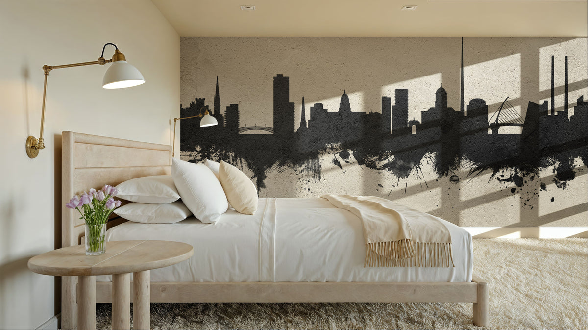 Dublin Ireland Skyline Concrete Mural Wallpaper - room preview 03