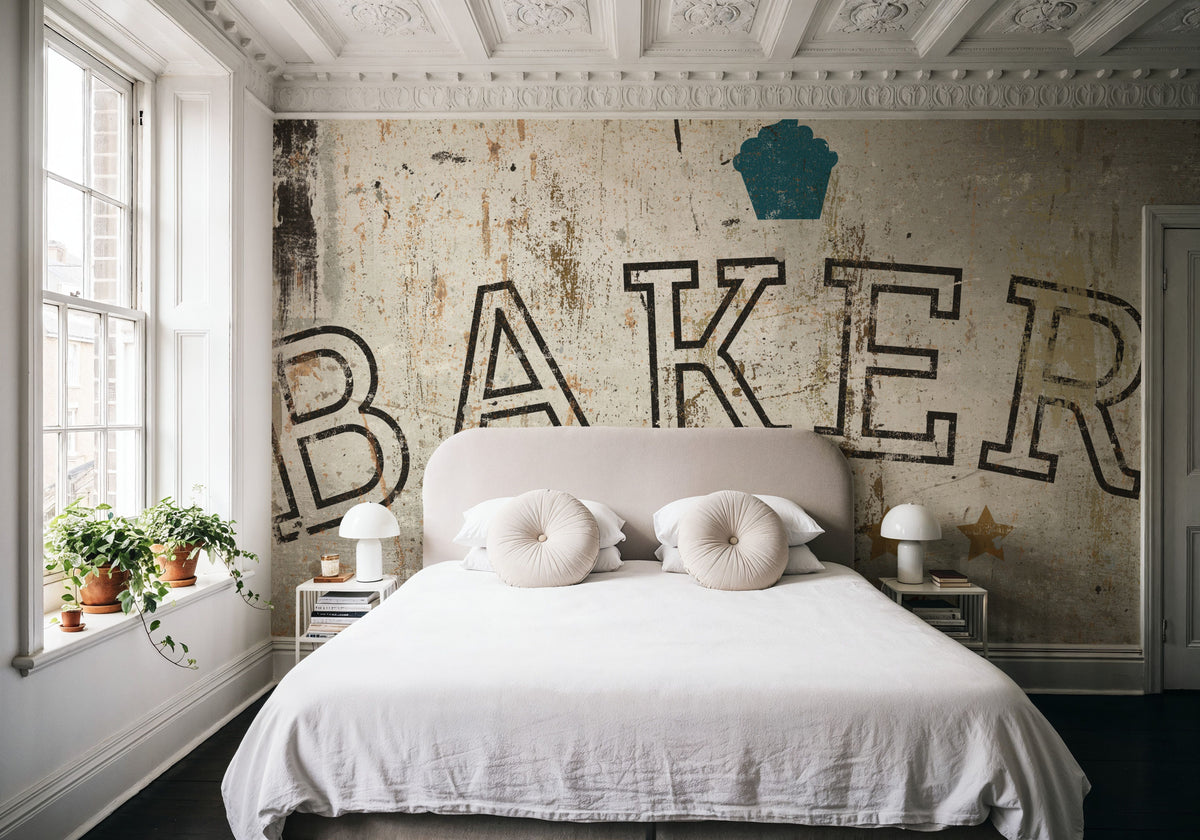 Vintage Bakery Sign Mural Wallpaper - room preview 03