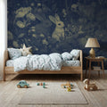 Rabbits Blue Mural Wallpaper - room preview 03