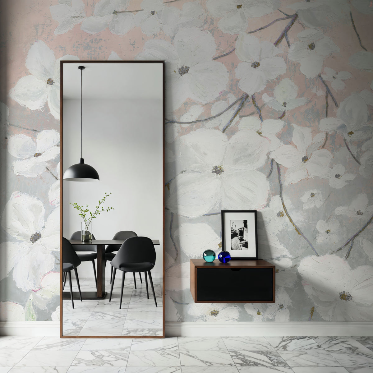 Bringing in Blossoms Blush Mural Wallpaper - room preview 03