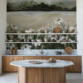 Wildflowers Among the Landscape Mural Wallpaper - Neutral Tone - room preview 03