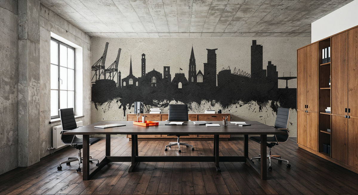 Southampton England Skyline Concrete Mural Wallpaper - room preview 03