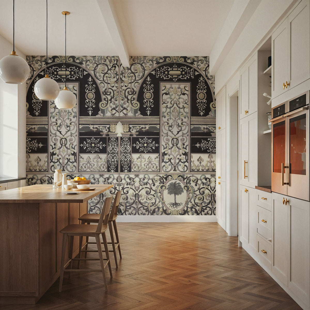 German Renaissance, Yellow Contrast Mural Wallpaper - room preview 03