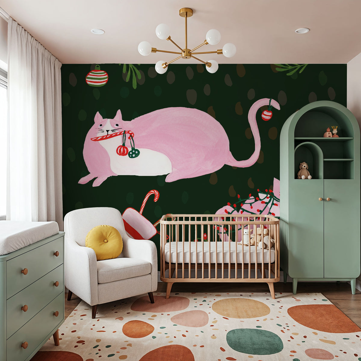 Mischief Kitty Christmas V Mural Wallpaper - room preview 03