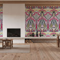 Floral Art Deco Aura, Pink Pop Mural Wallpaper - room preview 03