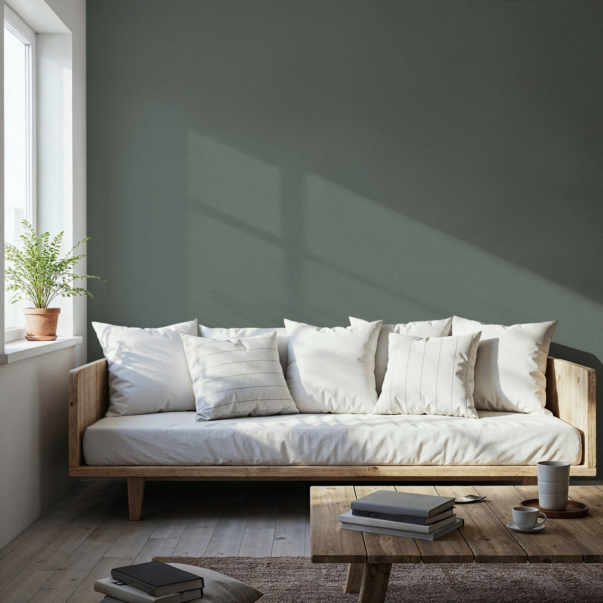 Faux Sand Stucco Finish, French Green Mural Wallpaper - room preview 03