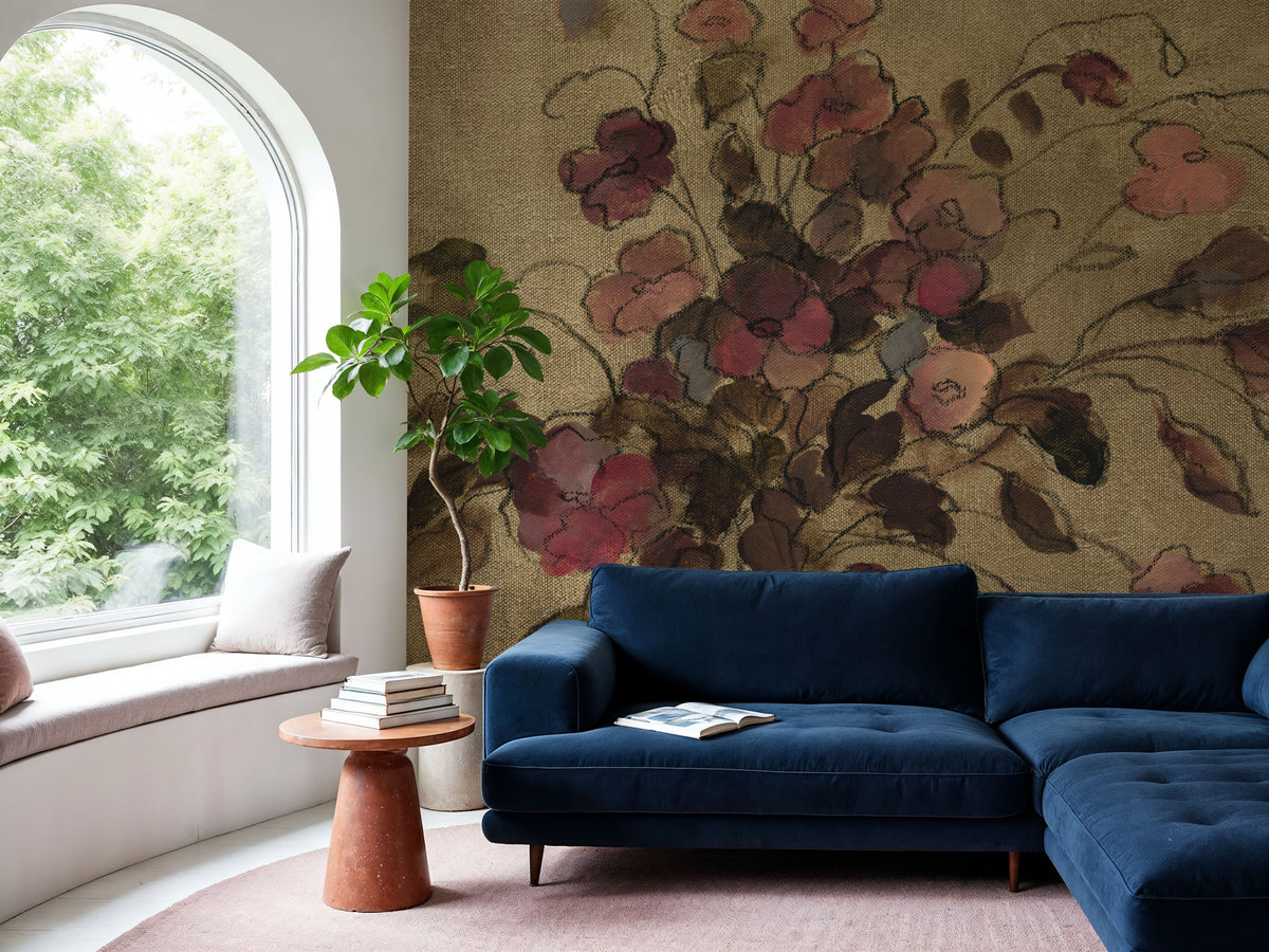 Moody Floral Mural Wallpaper - room preview 03