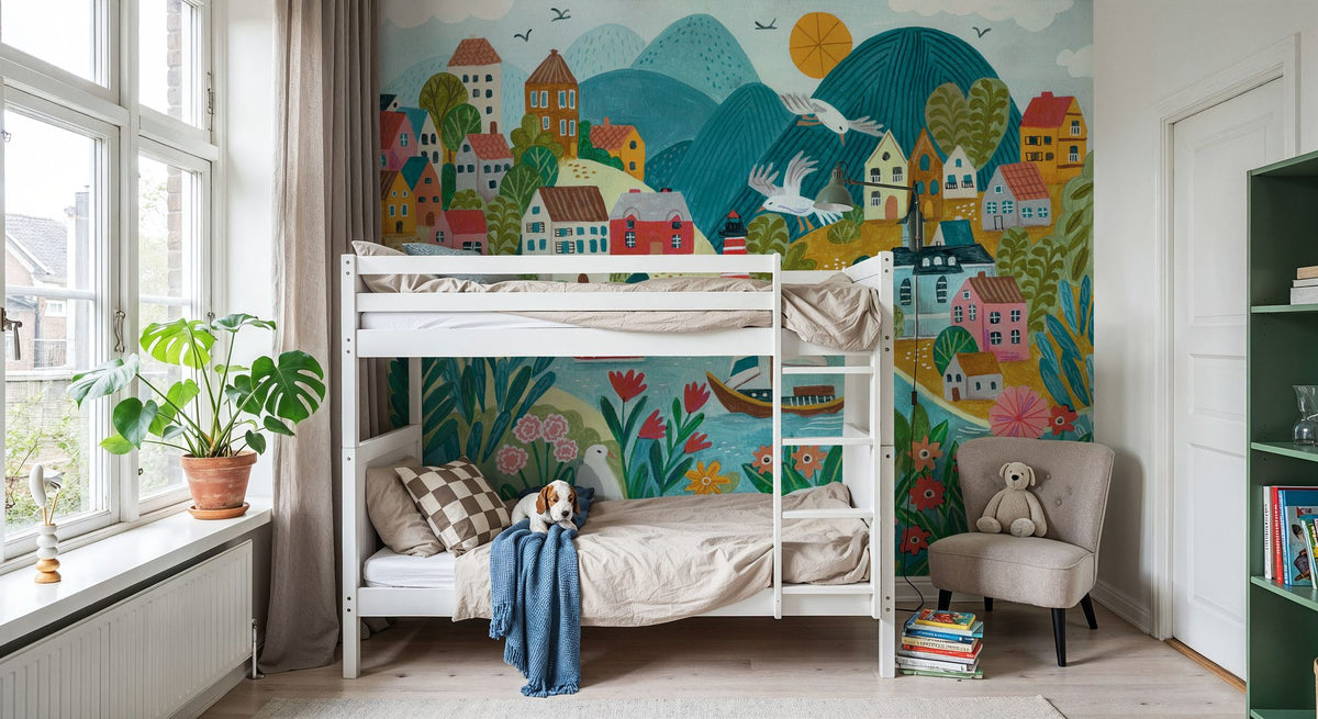 Coastal Village Mural Wallpaper - room preview 03