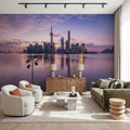 Pudong Sunrise Pink Mural Wallpaper - room preview 03