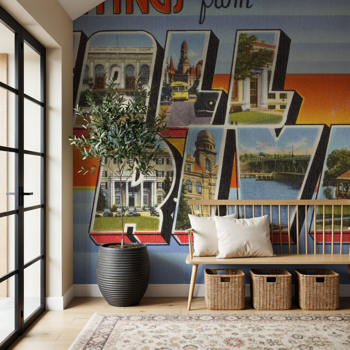 Greetings From Fall River Mural Wallpaper - room preview 03