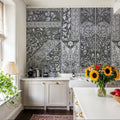 Flower Collection, Green & Blue Mural Wallpaper - room preview 03