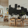 Sacramento California Skyline Black & White Mural Wallpaper - room preview 03