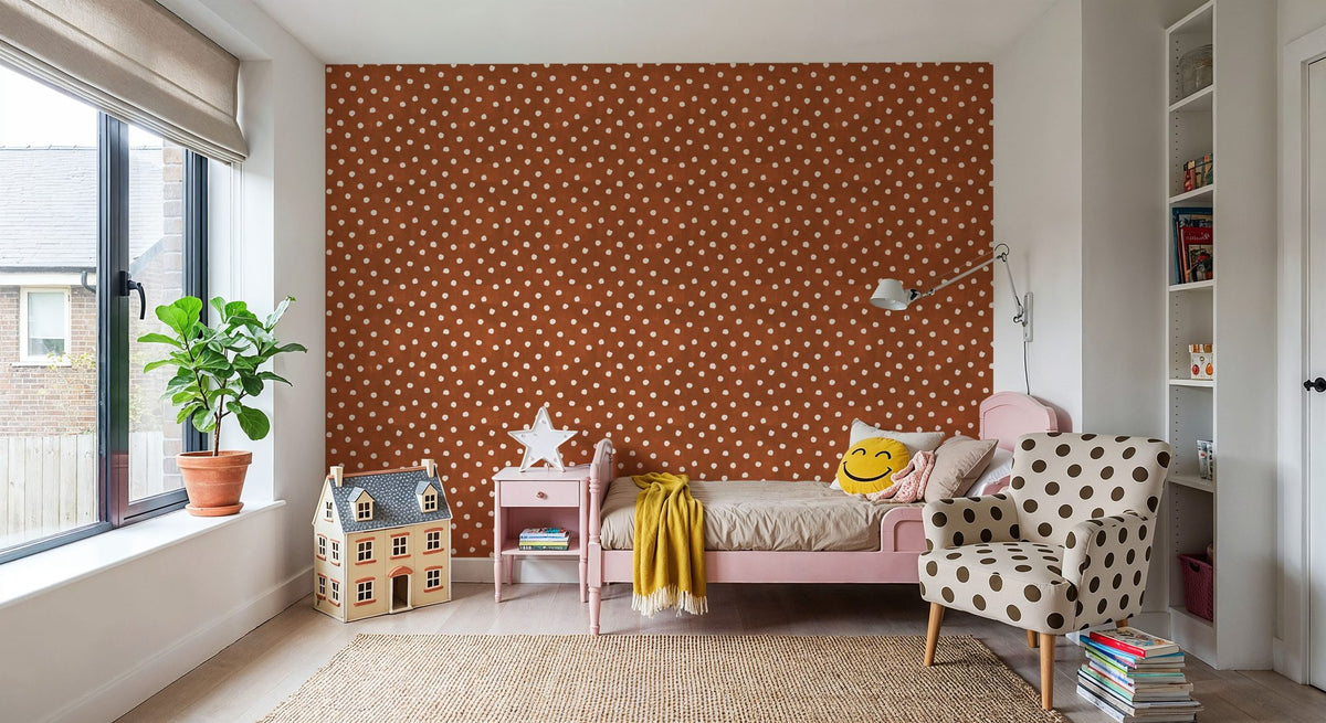Autumn Dots Brown Mural Wallpaper - room preview 03
