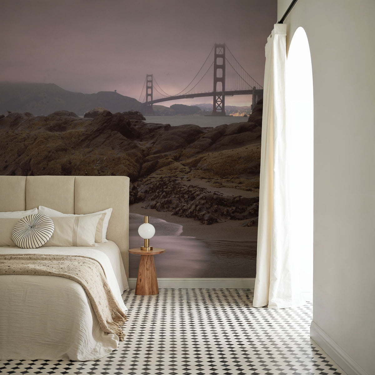 Misty Harbor Bridge Mural Wallpaper - room preview 03