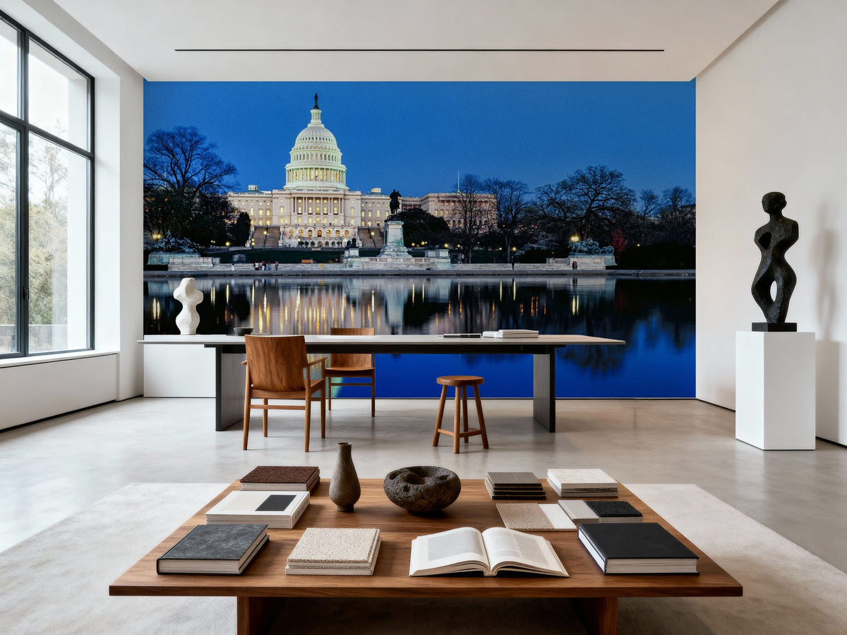Capitol Twilight Mural Wallpaper - Blue Tone - room preview 03