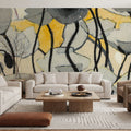 Snow Day Gray Flower Mural Wallpaper - room preview 03