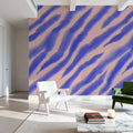 Watercolor Tiger Stripes, Periwinkle on Pink Mural Wallpaper - room preview 03