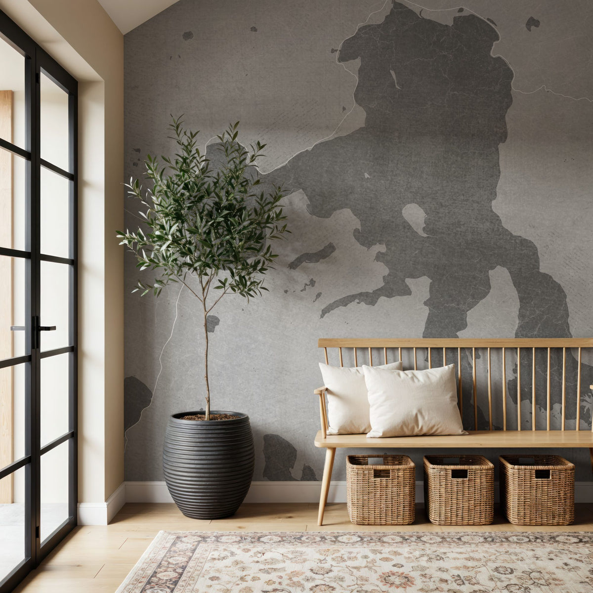 Yellowstone Lake Grey Mural Wallpaper - room preview 03