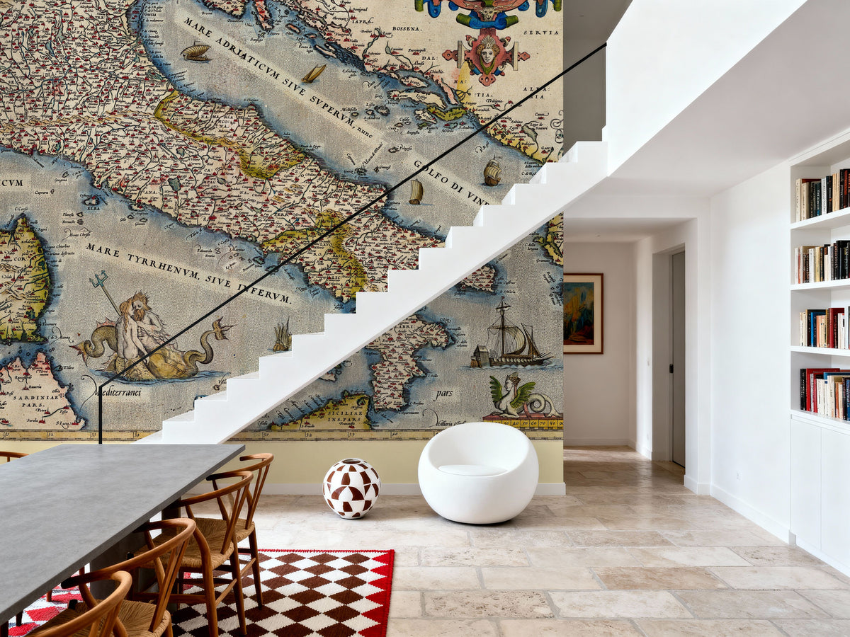 Old Map of Italy, 1570 Mural Wallpaper - room preview 03