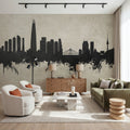 Seoul Skyline Concrete Mural Wallpaper - room preview 03