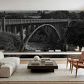 Lundbreck Falls Bridge BW Mural Wallpaper - room preview 03