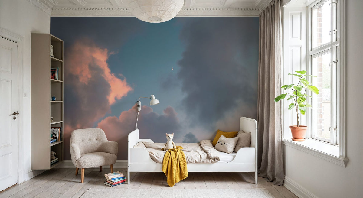 Blue Sky Moonrise Mural Wallpaper - room preview 03