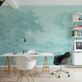 Riverbank Oak Landscape, Seafoam Mural Wallpaper - room preview 03