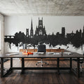 Worcester England Skyline Black & White Mural Wallpaper - room preview 03