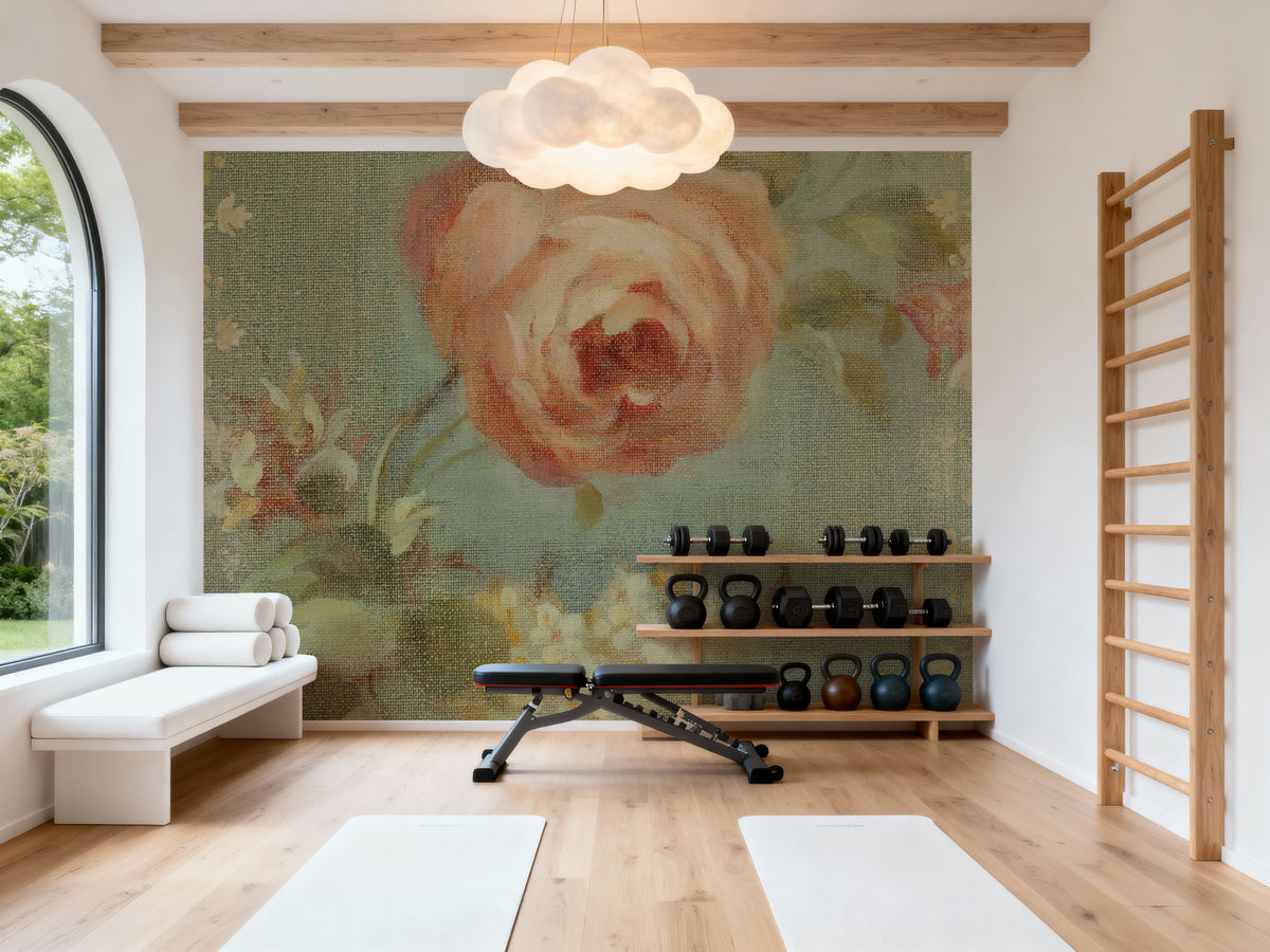 Rose on Sage Mural Wallpaper - room preview 03