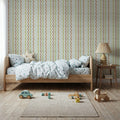 Wavy Stripes, Green & Rust Mural Wallpaper - room preview 03