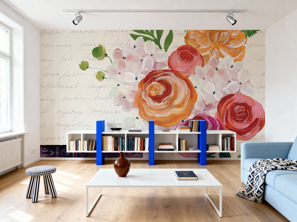 Books and Blooms II Mural Wallpaper - room preview 03