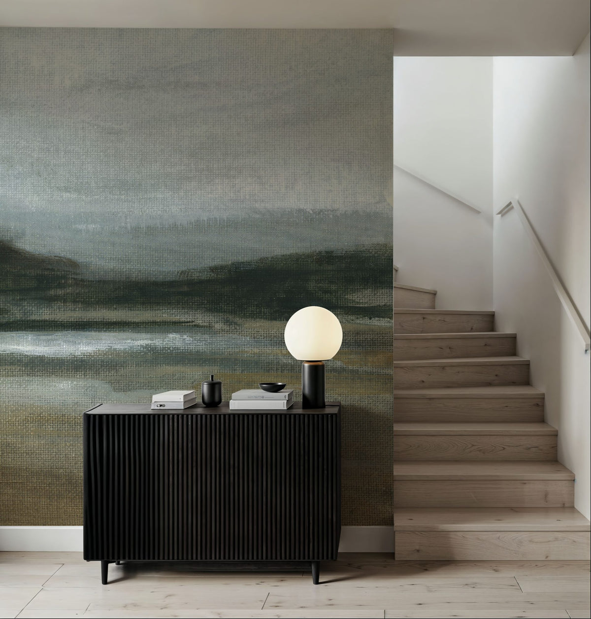 Misty River Valley Mural Wallpaper - room preview 03